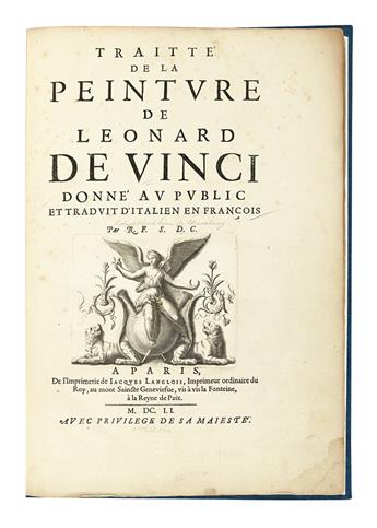 LEONARDO DA VINCI. Traitté de la Peinture. Donne au public et traduit ditalien en françois par R[oland] F[reart] S[ieur] D[e] C[hambra